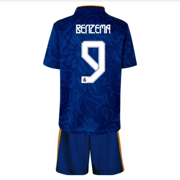 Camisola Real Madrid Karim Benzema 9 Criança 2º Equipamento 2021-22